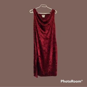 Red velvet dress sleeveless cowl neck
